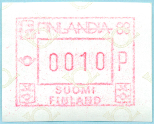 芬兰2号 FINLANDIA88 邮政号角（窄）自动化邮票